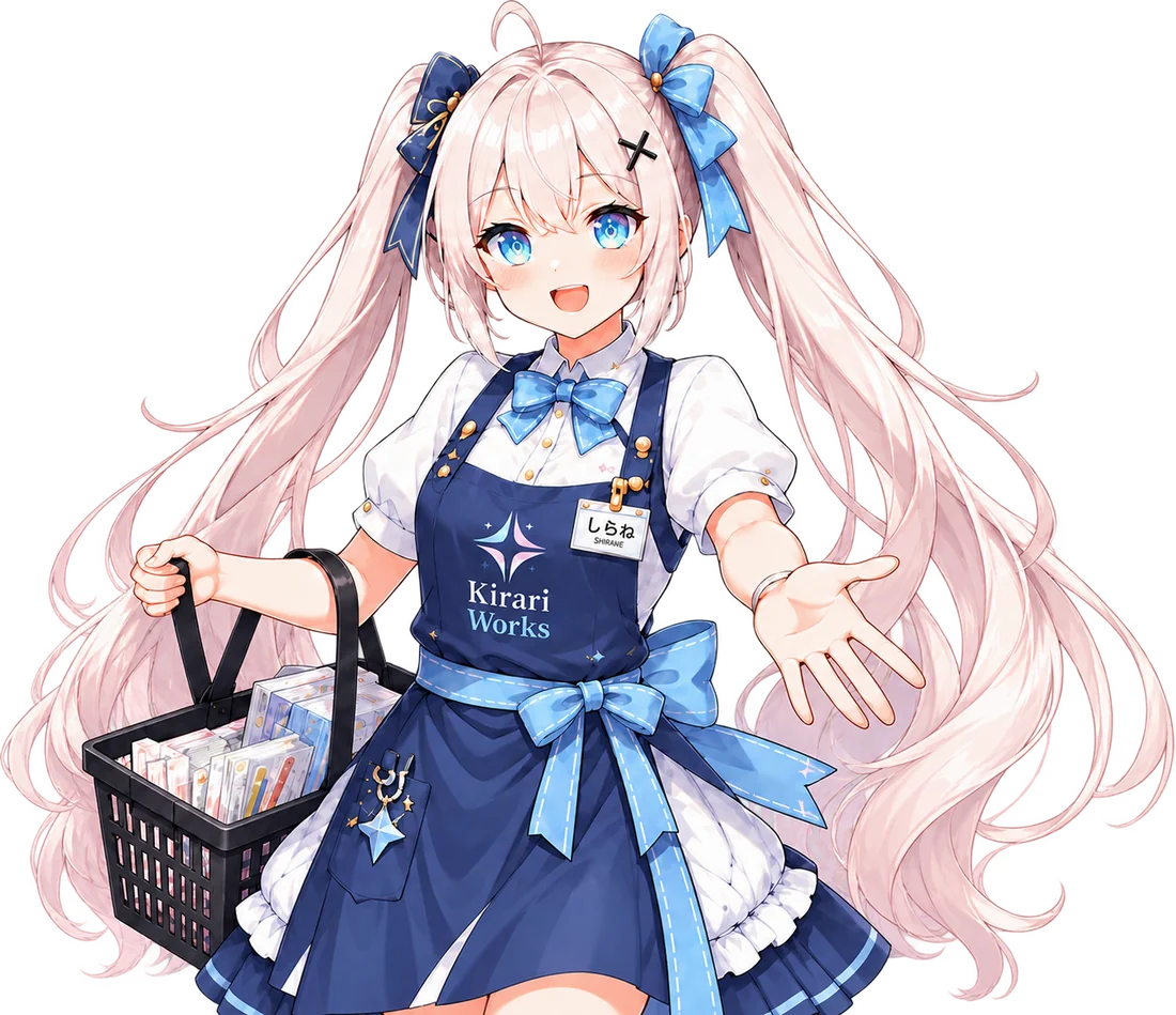 Kirari Connect mascot presenting artist merchandise